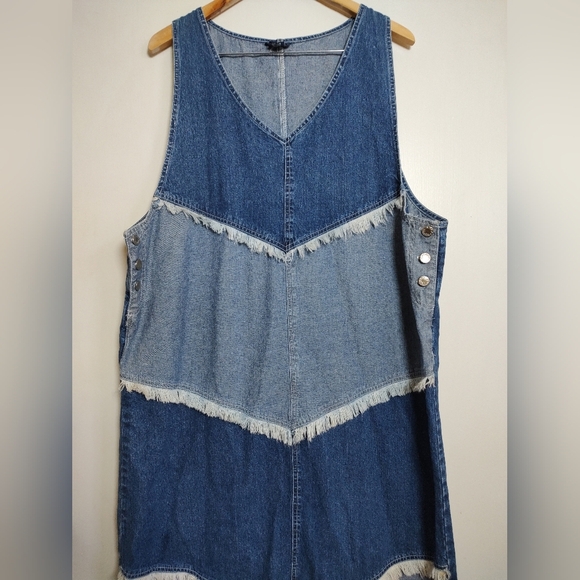 Jazzie Women Dresses & Skirts - Jazzie Women Vintage Denim Sleeveless Dress with Fringe Detail